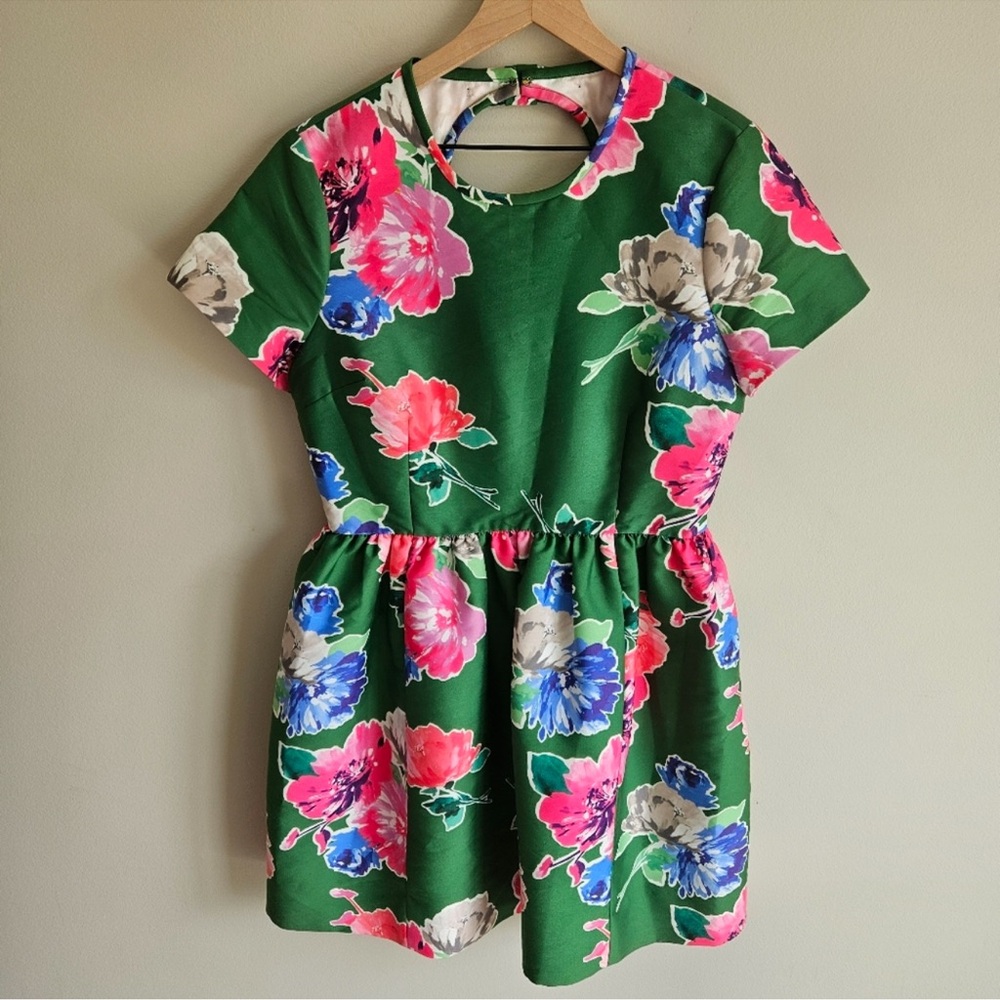 Kate Spade Floral Print Dress ♠️ Green & Pink - Picture 2 of 7